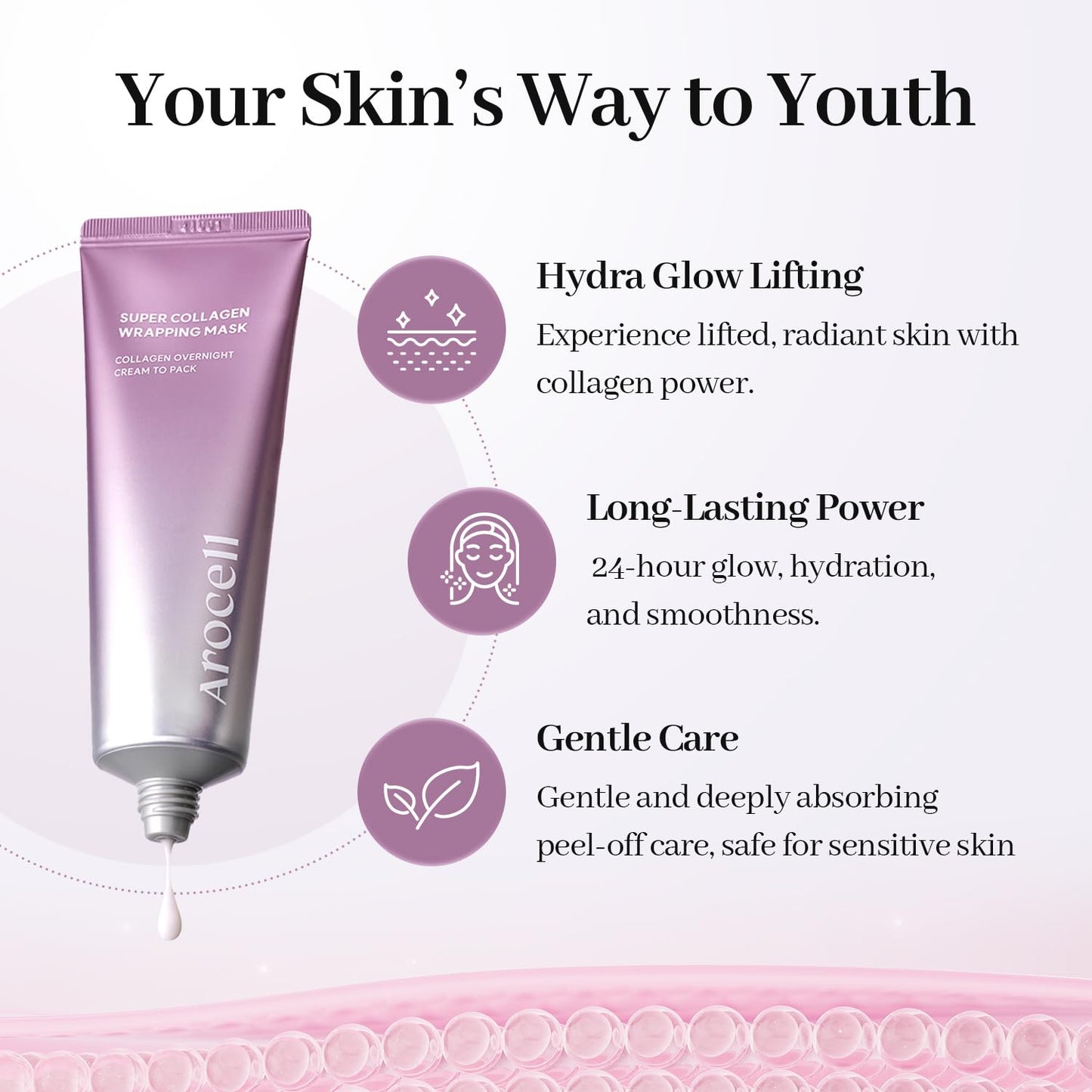 AROCELL Super Collagen Wrapping Facial Mask – Peel Off Face Mask Pack for Firmness and Elasticity Hydrating Exfoliating Skin Care