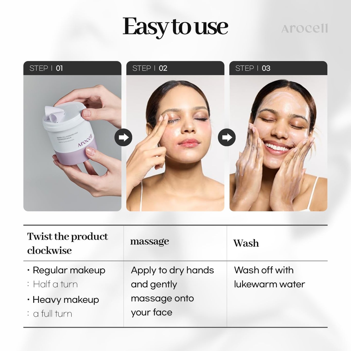 AROCELL Super Collagen Melting Cleansing Balm – Grinding Deep Pore Blackhead Cleanser with Peptide Face Wash Makeup Remover Hydrating Korean Skincare