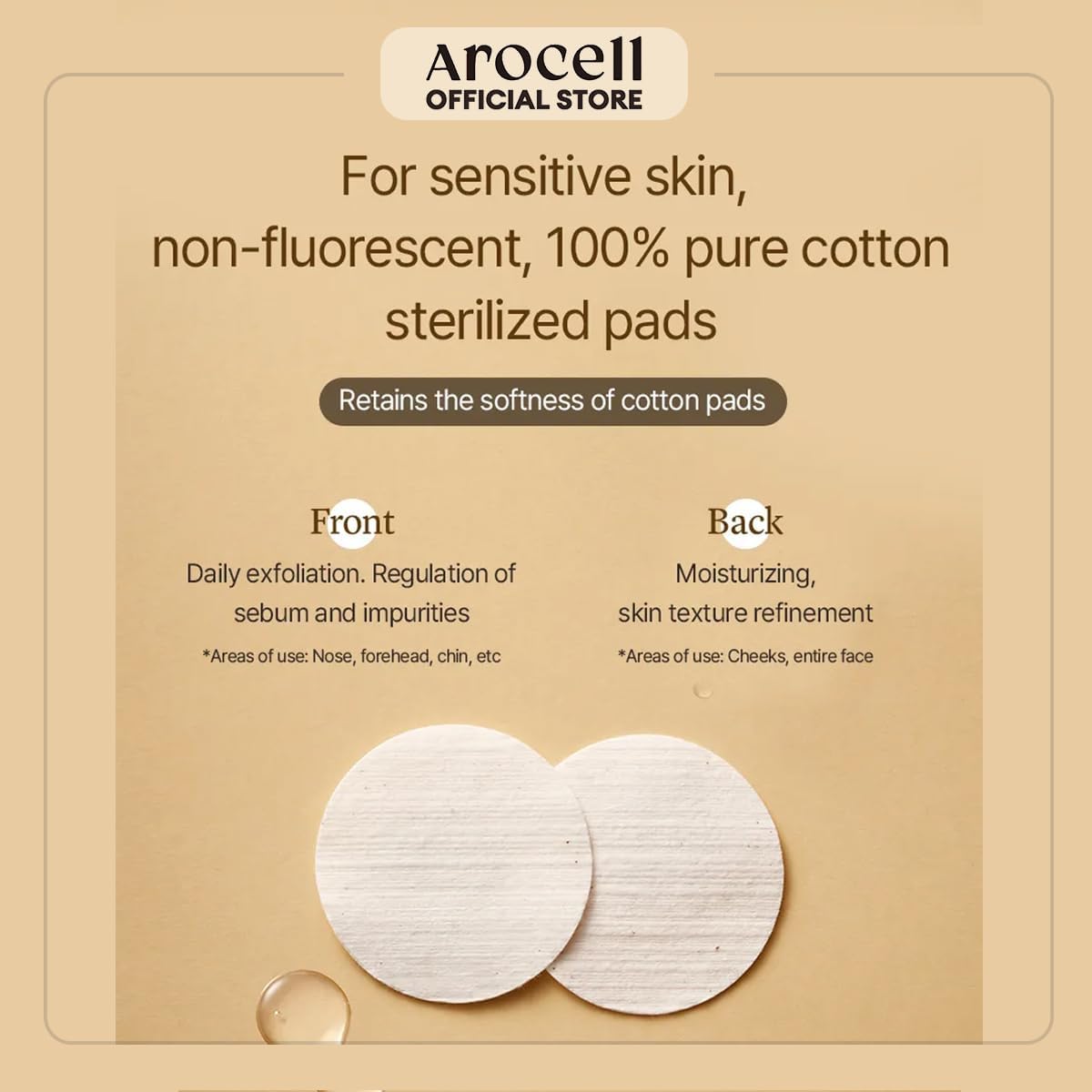AROCELL Total Solution Ampoule Pad 100% Cotton 28 Sheets for Elasticity Moisturizing Exfoliation Skin Barrier Wrinkle Care Treatment with Hyaluronic Acid 10 Seed Oil Korean Skincare