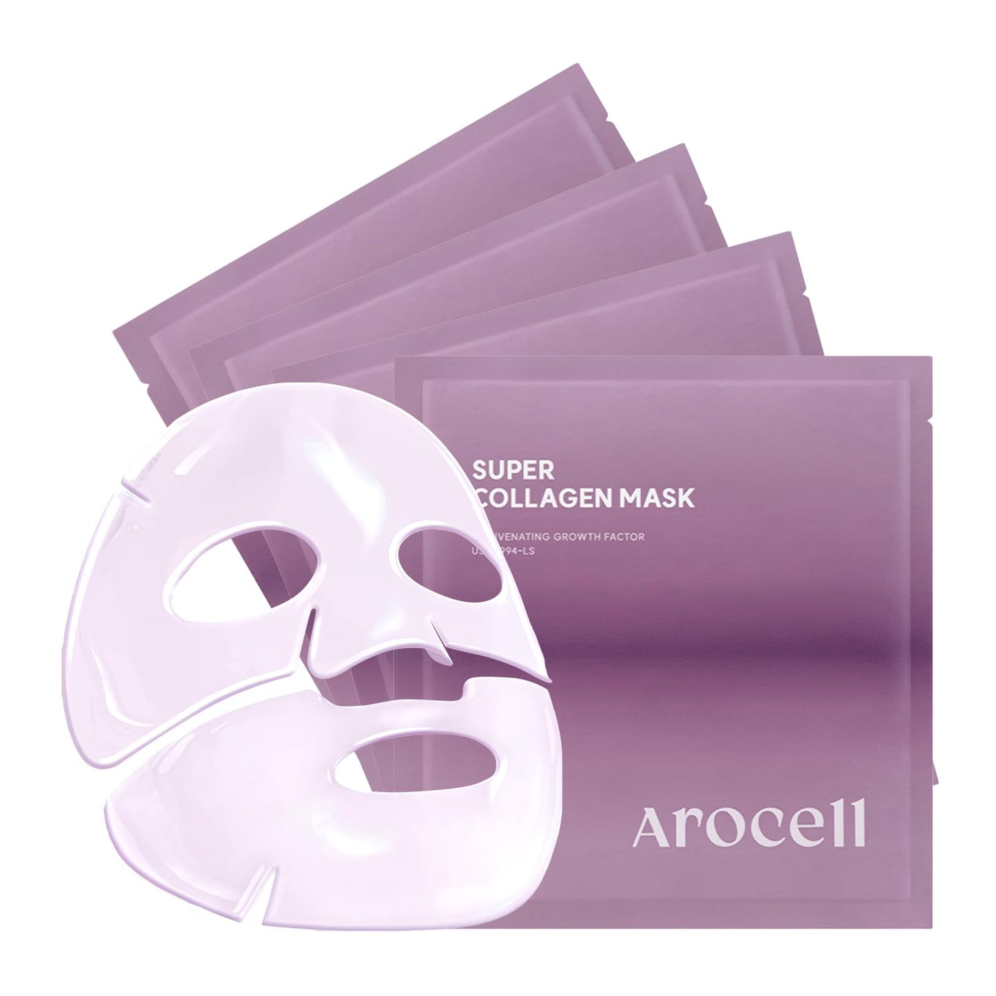AROCELL Super Collagen Mask 8 Facial Sheet Dual Matrix Hydrogel Masks with Low Molecular Weight Collagen for Elasticity Hydrating Anti-Aging Cooling Korean Skincare, 43g x 8ea