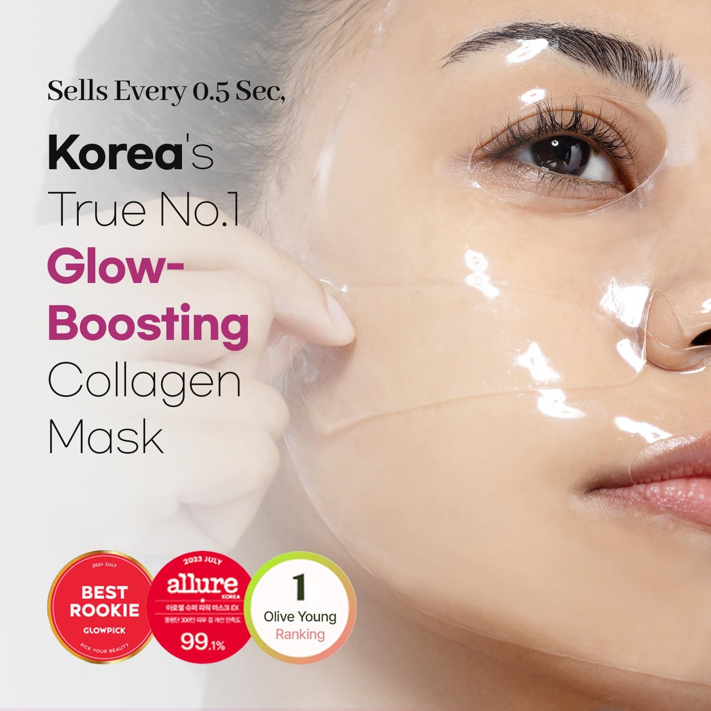 AROCELL Super Collagen Mask 8 Facial Sheet Dual Matrix Hydrogel Masks with Low Molecular Weight Collagen for Elasticity Hydrating Anti-Aging Cooling Korean Skincare, 43g x 8ea