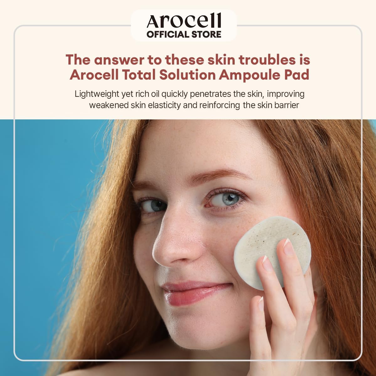 AROCELL Total Solution Ampoule Pad 100% Cotton 28 Sheets for Elasticity Moisturizing Exfoliation Skin Barrier Wrinkle Care Treatment with Hyaluronic Acid 10 Seed Oil Korean Skincare