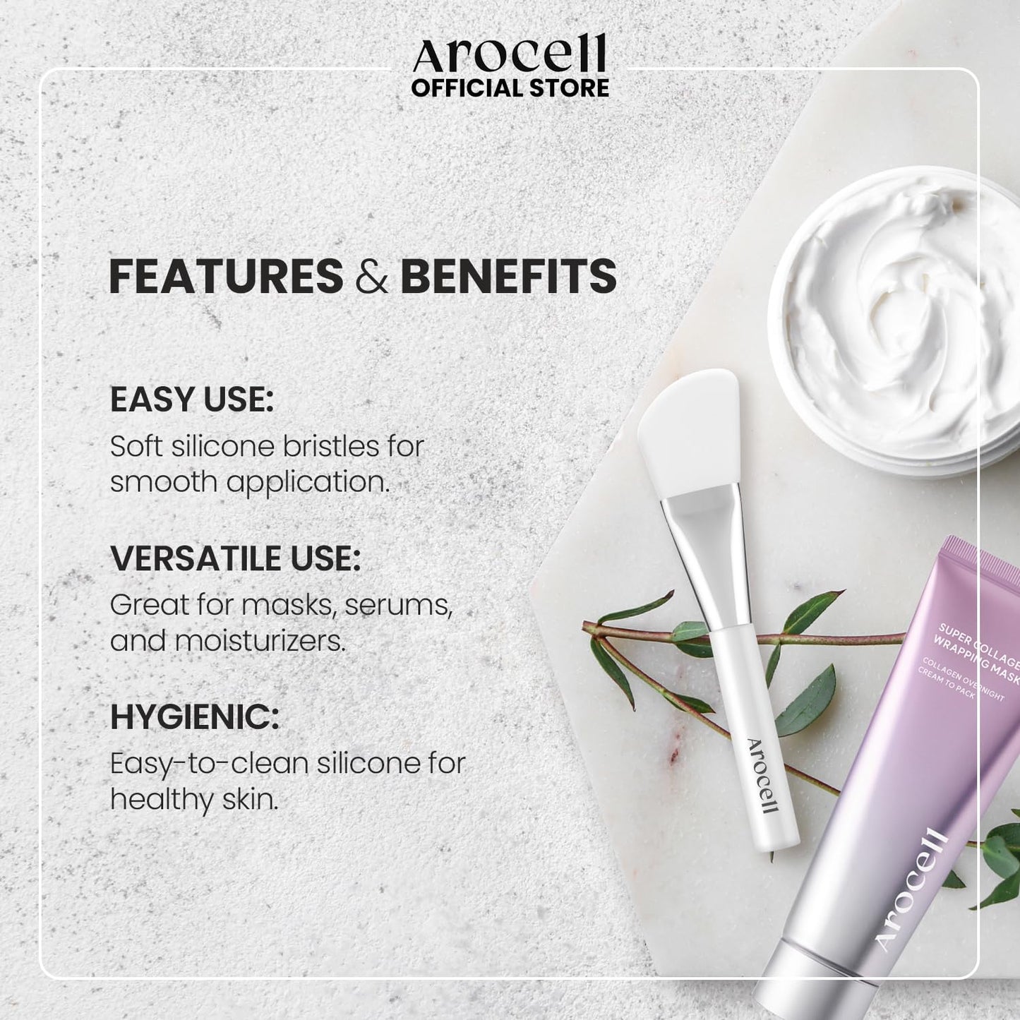 AROCELL Face Mask Soft Silicone Brush Skin Care Tools Moisturizer Applicator & Skincare Brush for Facials