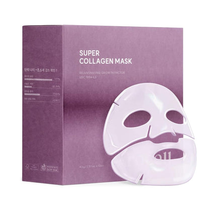 AROCELL Super Collagen Mask 4 Facial Sheet Dual Matrix Hydrogel Masks with Low Molecular Weight Collagen for Elasticity Hydrating Anti-Aging Cooling Korean Skincare, 43g x 4ea