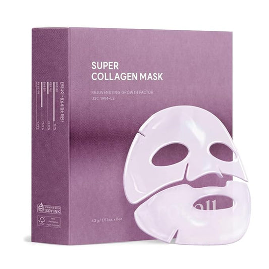 AROCELL Super Collagen Mask Facial Sheet Dual Matrix Hydrogel Masks with Low Molecular Weight Collagen for Elasticity Hydrating Anti-Aging Cooling Korean Skincare, 43g