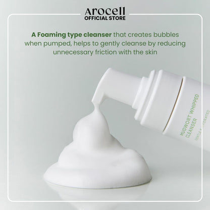 AROCELL Mugwort Whipped Micro Bubble Foaming Cleanser with Hyaluronic Acid Gentle Mild Cleansing Face Wash Makeup Remover Hydrating Fragrance Free Korean Skincare
