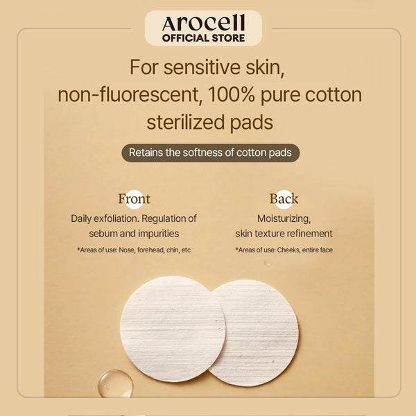 AROCELL Total Solution Ampoule Pad 100% Cotton 28 Sheets for Elasticity Moisturizing Exfoliation Skin Barrier Wrinkle Care Treatment with Hyaluronic Acid 10 Seed Oil Korean Skincare