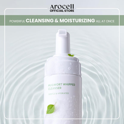 AROCELL Mugwort Whipped Micro Bubble Foaming Cleanser with Hyaluronic Acid Gentle Mild Cleansing Face Wash Makeup Remover Hydrating Fragrance Free Korean Skincare