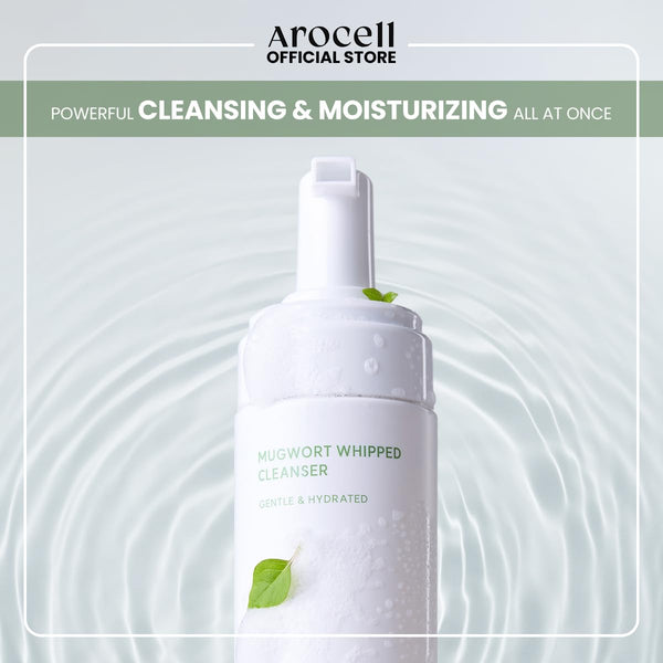 AROCELL Mugwort Whipped Micro Bubble Foaming Cleanser with Hyaluronic Acid Gentle Mild Cleansing Face Wash Makeup Remover Hydrating Fragrance Free Korean Skincare