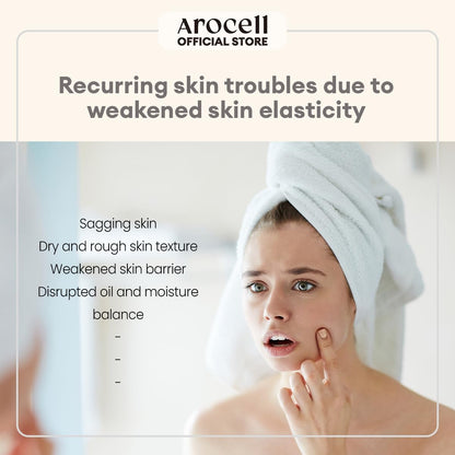 AROCELL Total Solution Ampoule Pad 100% Cotton 28 Sheets for Elasticity Moisturizing Exfoliation Skin Barrier Wrinkle Care Treatment with Hyaluronic Acid 10 Seed Oil Korean Skincare