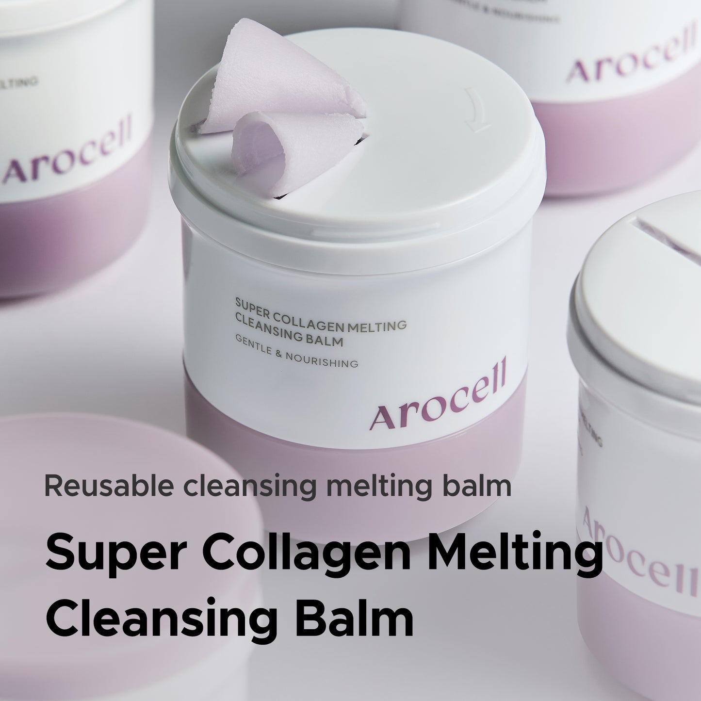 AROCELL Super Collagen Melting Cleansing Balm – Grinding Deep Pore Blackhead Cleanser with Peptide Face Wash Makeup Remover Hydrating Korean Skincare