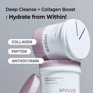 AROCELL Super Collagen Melting Cleansing Balm – Grinding Deep Pore Blackhead Cleanser with Peptide Face Wash Makeup Remover Hydrating Korean Skincare